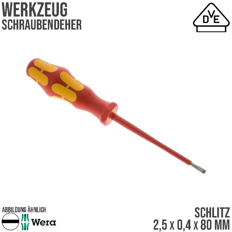2,5 x 0,4 x 80 mm VDE Schrauben Dreher Zieher - Wera Kraftform Plus 300