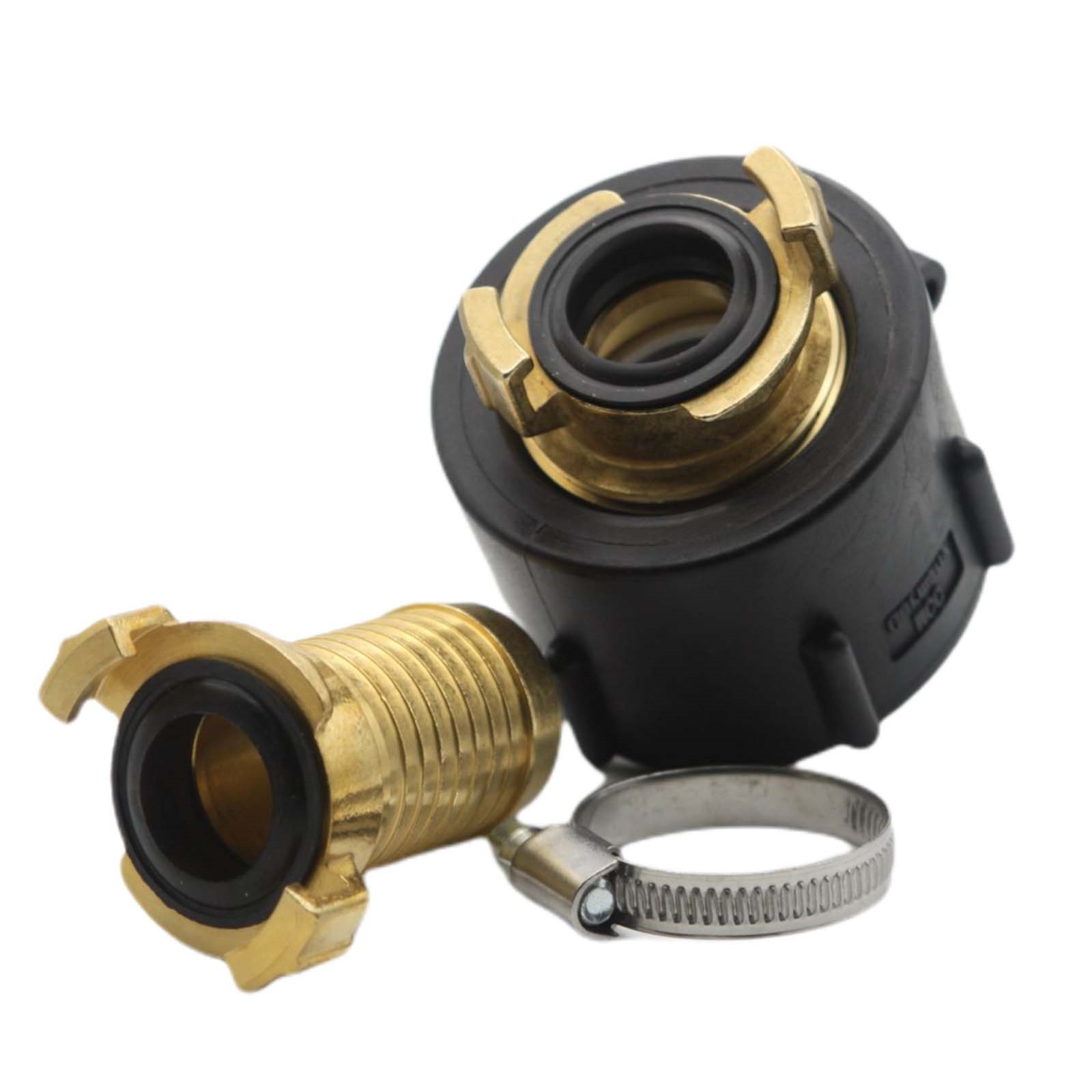 S60 x 6 IBC Adapter auf Schnellanschluss + Kupplung 1 1/4" 32 mm Container Tank Zubehör (GEKA kompatibel) 