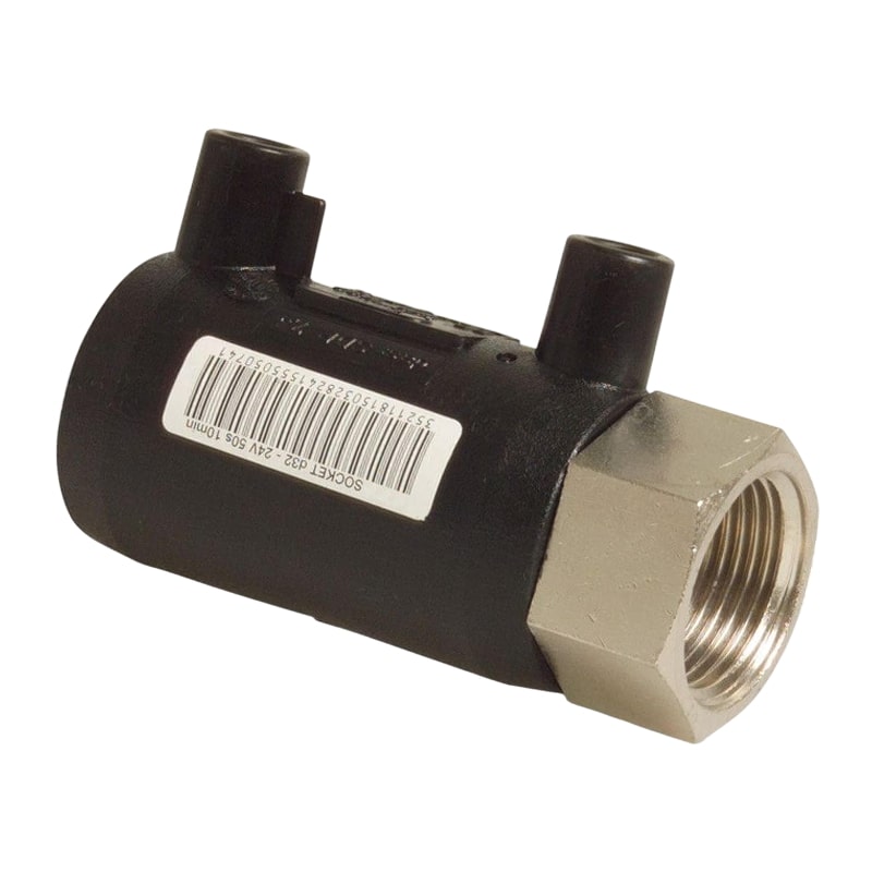 110 mm PE 100 Elektro Schweiß Fitting Muffe x Innengewinde 110 mm x 4" SDR 7,6 DVGW 24 VAC schwarz