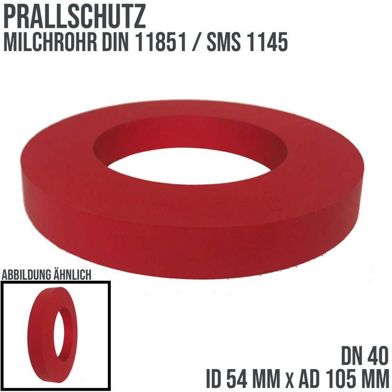 DN 40 Milchrohr Verschraubung DIN 11851 SMS 1145 Prall Schutz Gummi NR ID x AD 54 x 105 mm - rot