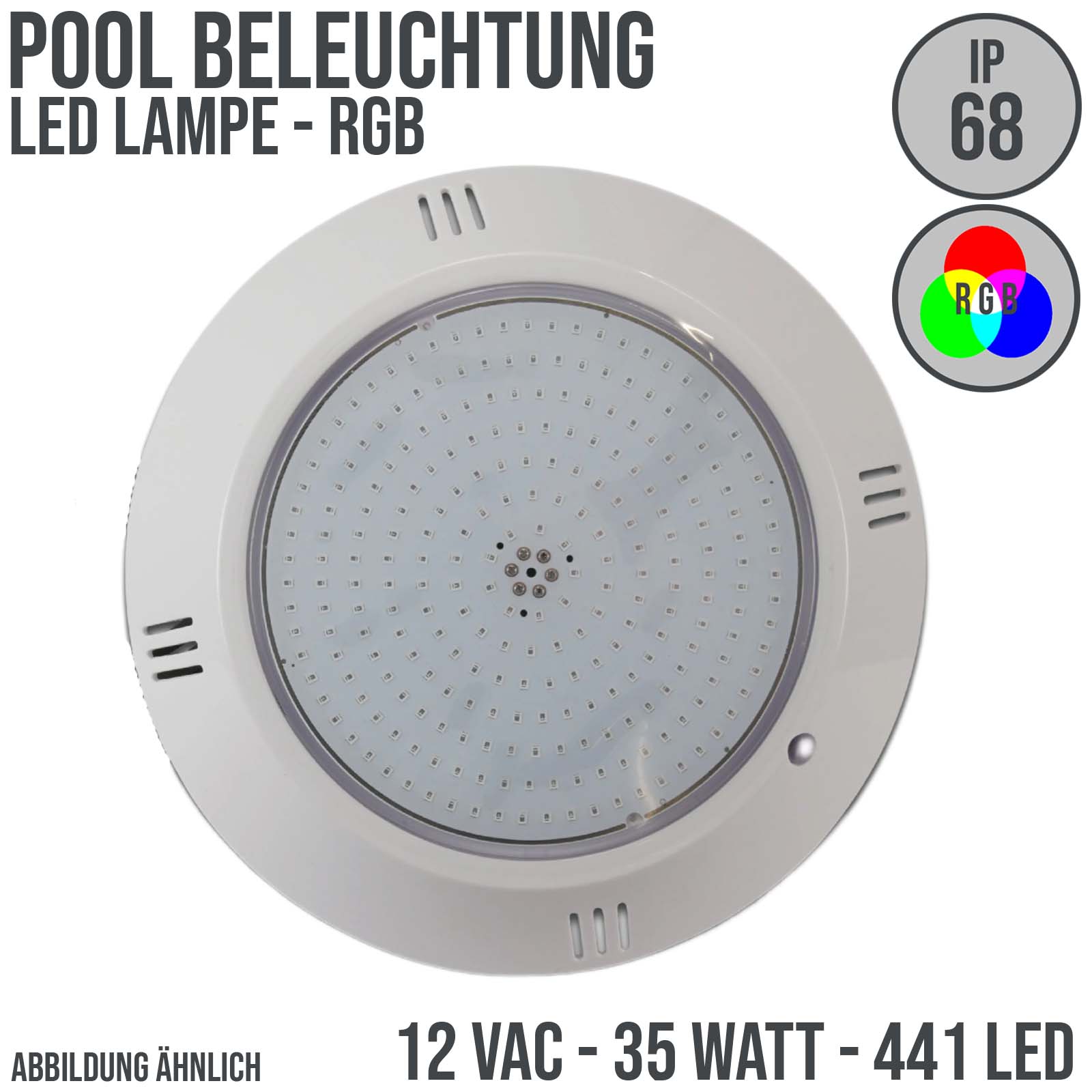 Pool Schwimmbad Lampe Leuchte LED 12VAC 35 Watt PAR 56 RGB - Folien / Betonbecken