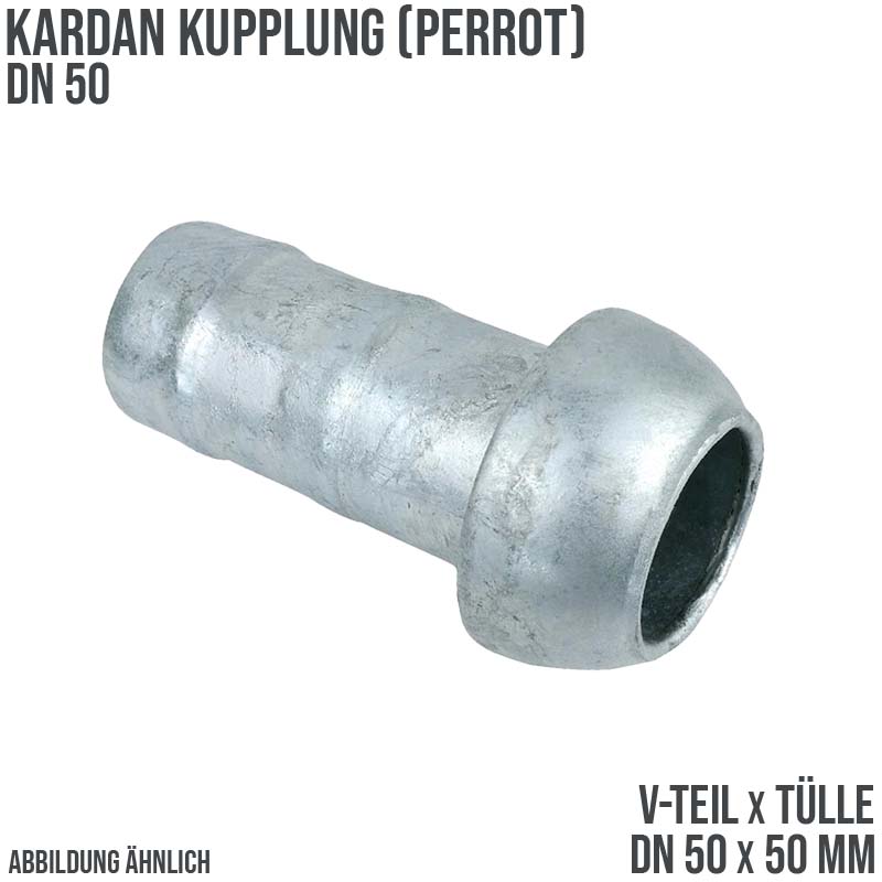 DN 50 Kardan Perrot Kupplung V-Teil mit Tülle Stutzen 50 mm Gülle Schlamm Schlauch