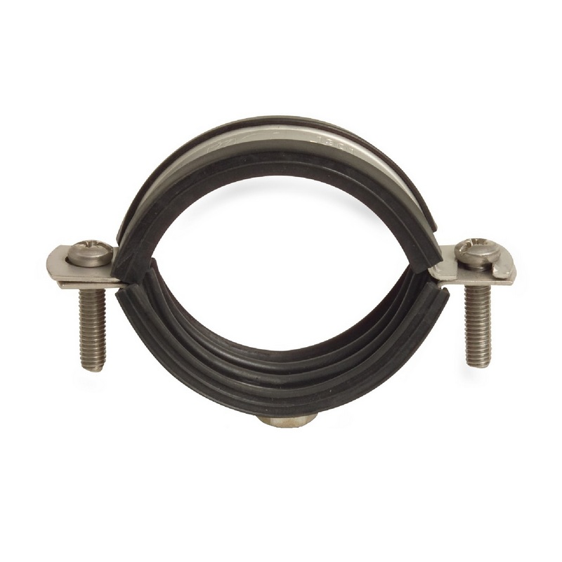15 - 19 mm Rohr Schraub Schelle Klemme mit Gummieinlage M8 M10 2-teilig Edeltahl AISI 304 DIN 4109