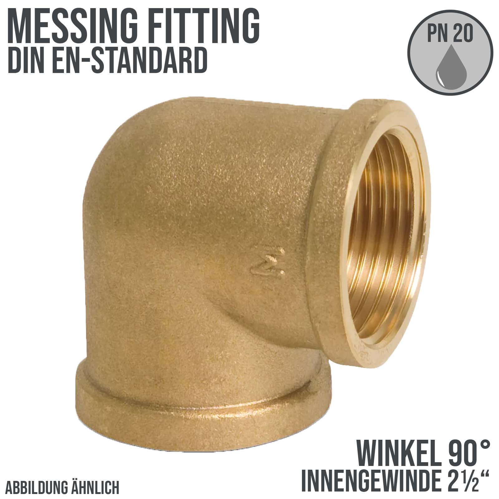 2 1/2" Winkel 90° Nr. 90 Innen x Innengewinde IG Messing Fittings PN 20 bar