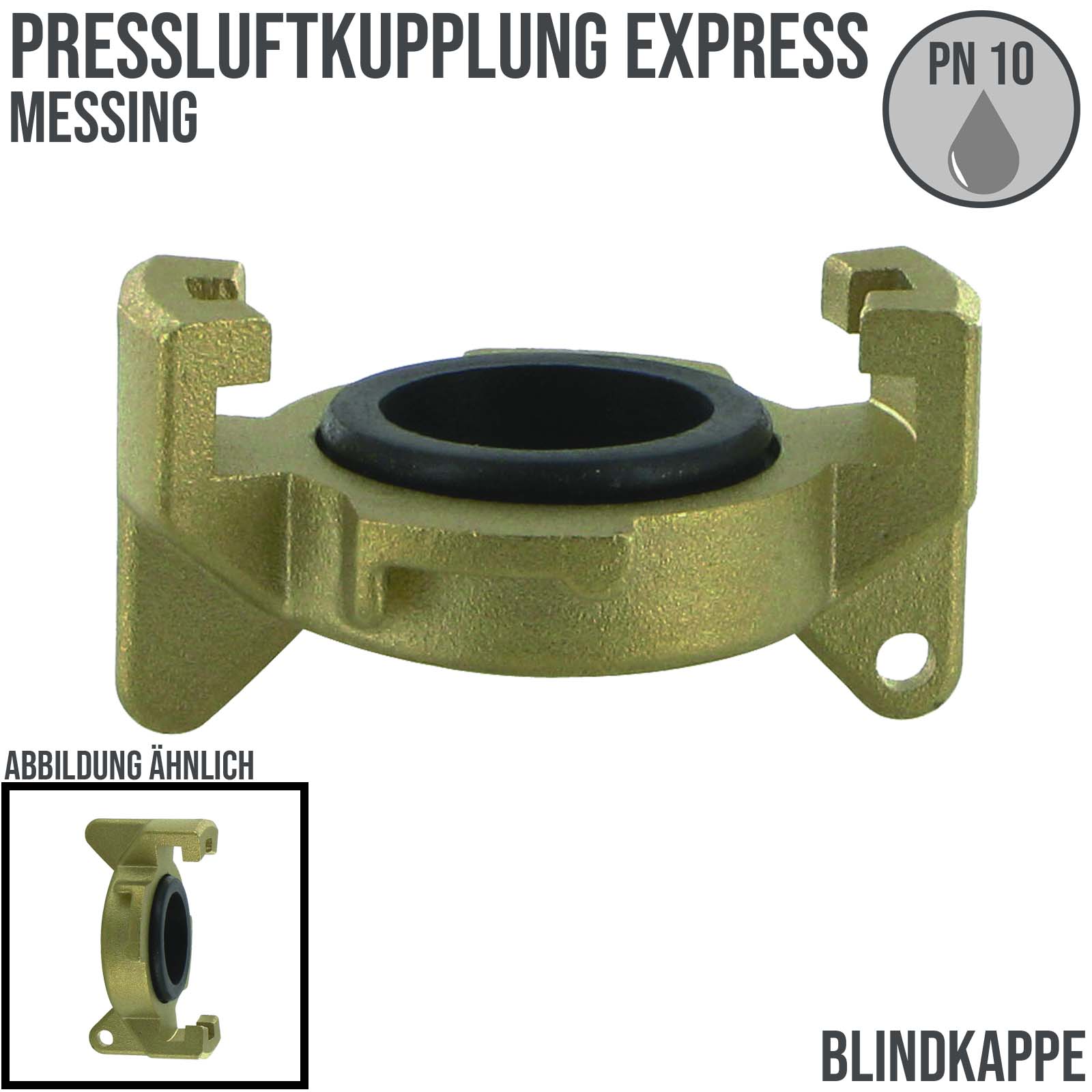 Pressluft Klauen Kupplung Blind Kappe Messing Abstand 41 mm - PN 10 bar