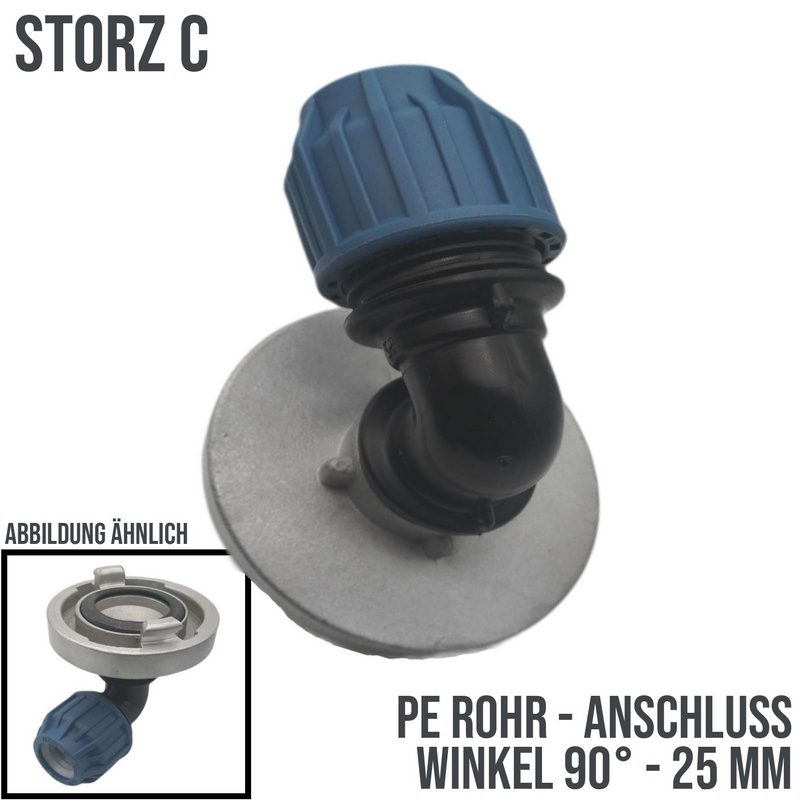 STORZ C DN 52 KA 66 Übergangsstück Adapter -> 25 mm PE Winkel 90° Rohr Klebeschlauch