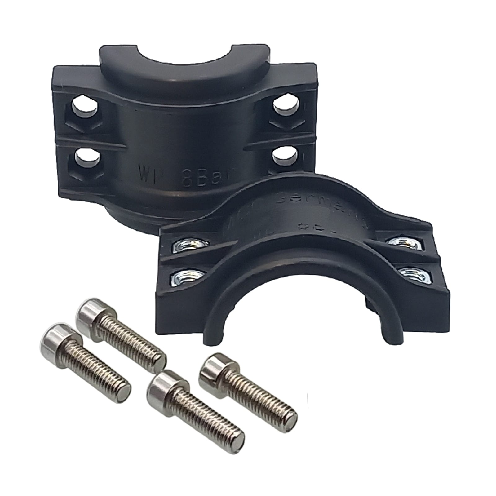 DN 75 Klemmschale Polypropylen PP schwarz Spannbereich 89 - 93 mm für Schlauch ID x AD 75 x 91 mm - PN 8 bar