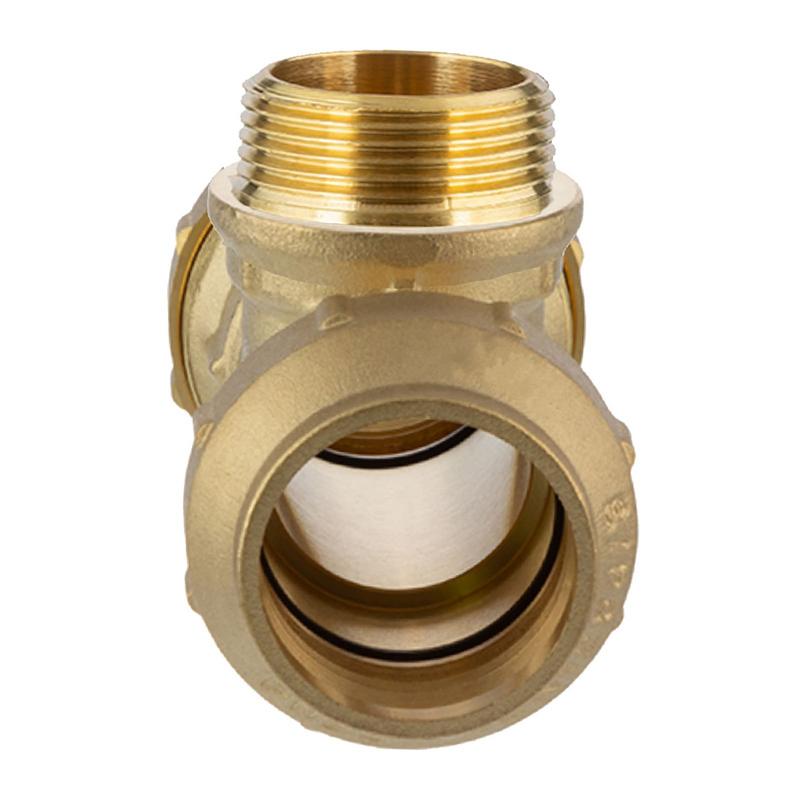 20 mm x 1/2" PE Fitting Klemm Verbinder Messing Verschraubung Muffe T-Stück 90° x AG DVGW - PN 16 bar