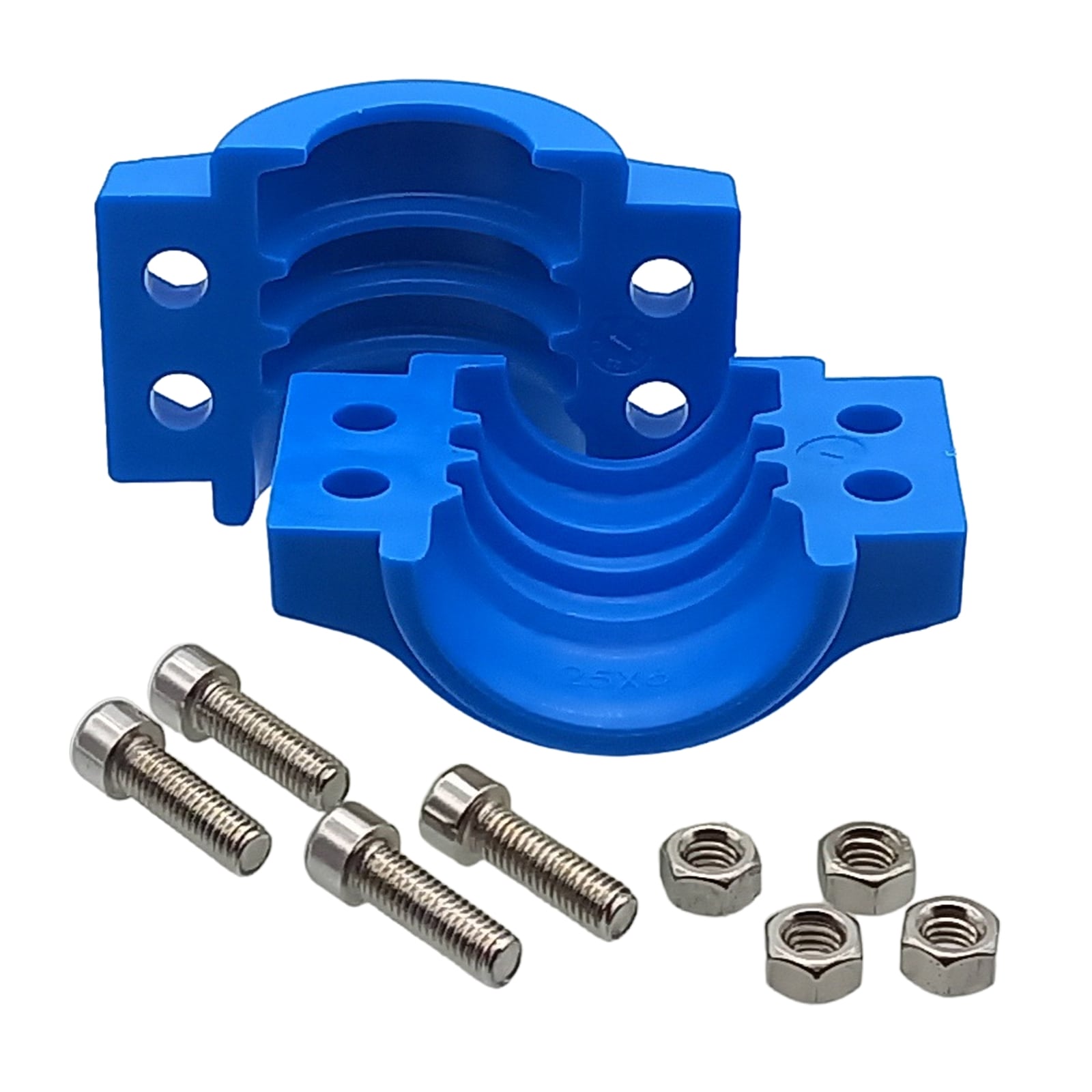 DN 75 Klemmschale Polypropylen PP blau Spannbereich 89 - 93 mm für Schlauch ID x AD 75 x 91 mm - PN 8 bar