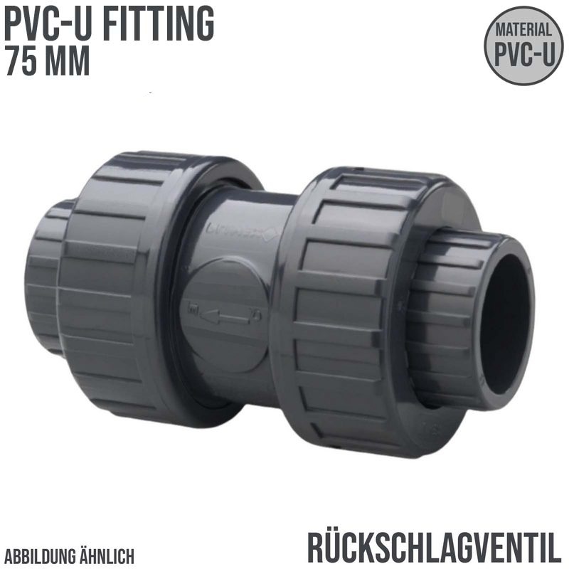 75 mm PVC Rückschlag Ventil federbelastet Klebe Muffe grau - PN 10 bar