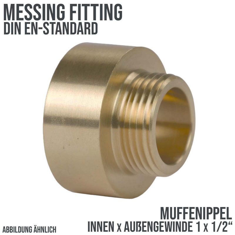 1" x 1/2" Muffen Nippel Nr. 246 Innen x Außengewinde IG x AG Messing Fittings PN 30 bar
