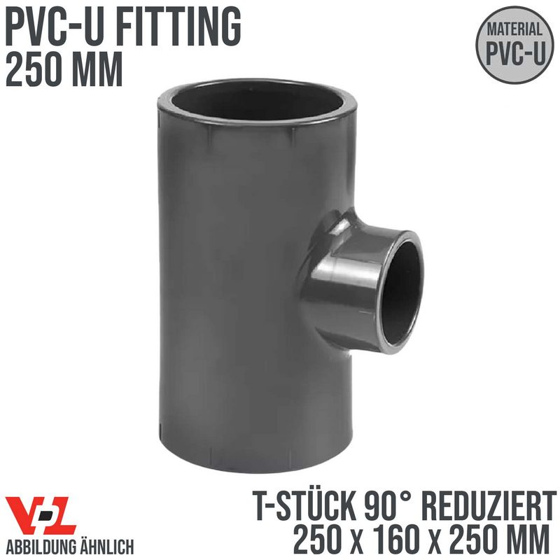 250 x 160 x 250 mm VDL PVC Klebe Fitting T-Stück 90° Winkel reduziert Muffe Verbinder - PN 10 bar