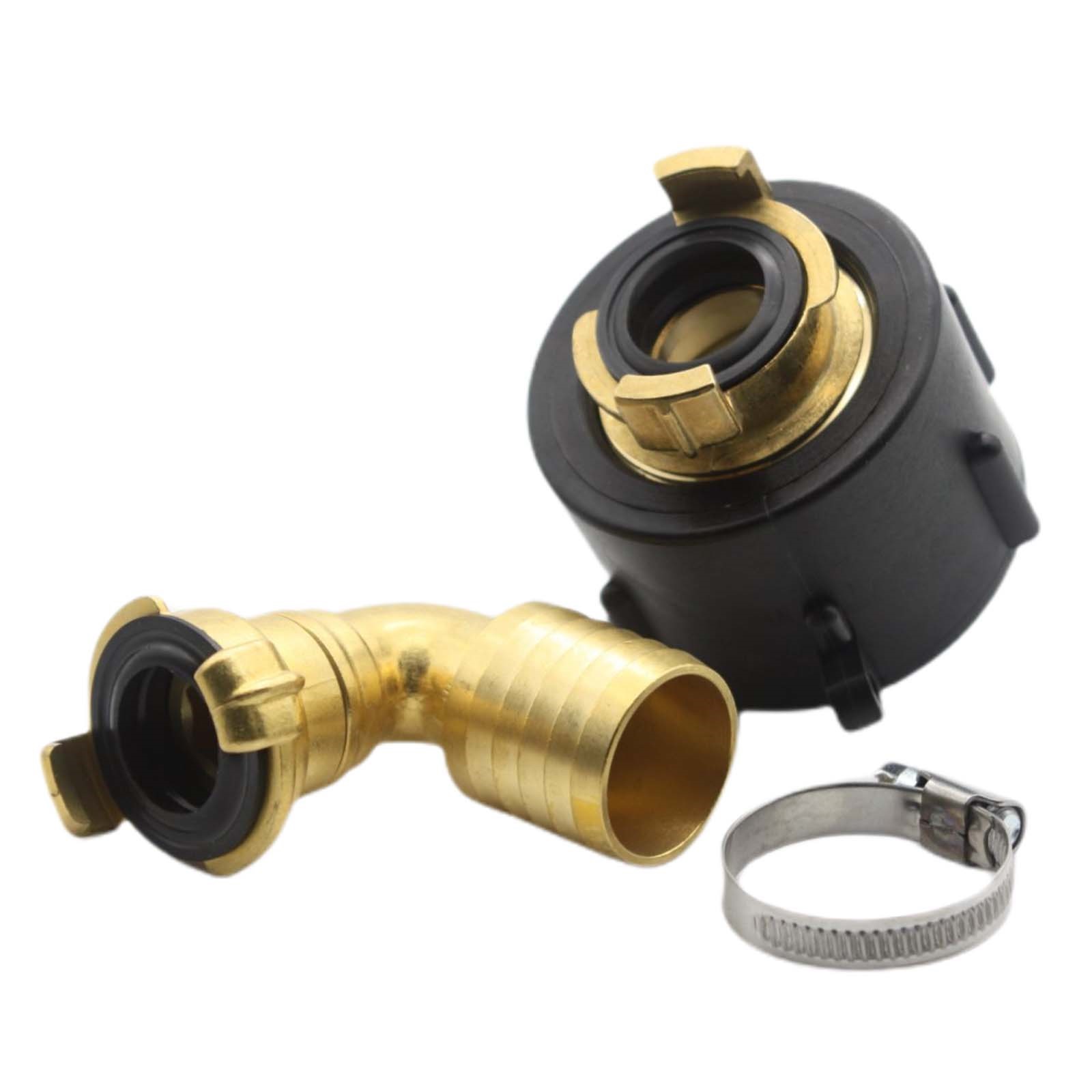 S60 x 6 IBC Adapter auf Schnellanschluss + 90° Kupplung drehbar 1 1/4" 32mm Container Tank Zubehör (GEKA kompatibel) 