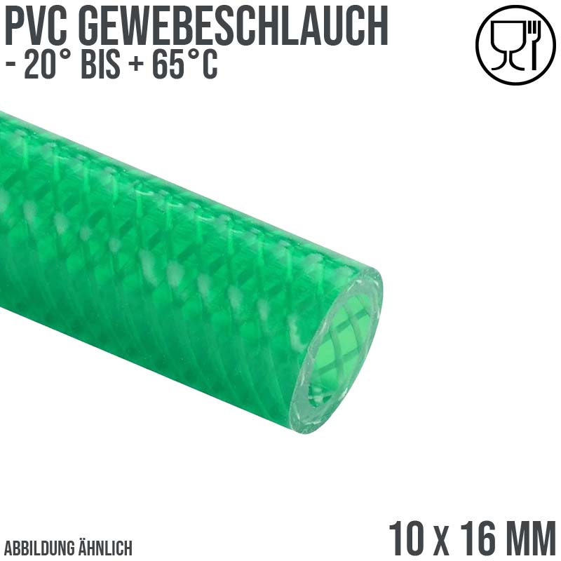 10 x 16 mm Gewebe Druckluft Universal Wasser Luft Kompressor Schlauch grün PN 21 bar