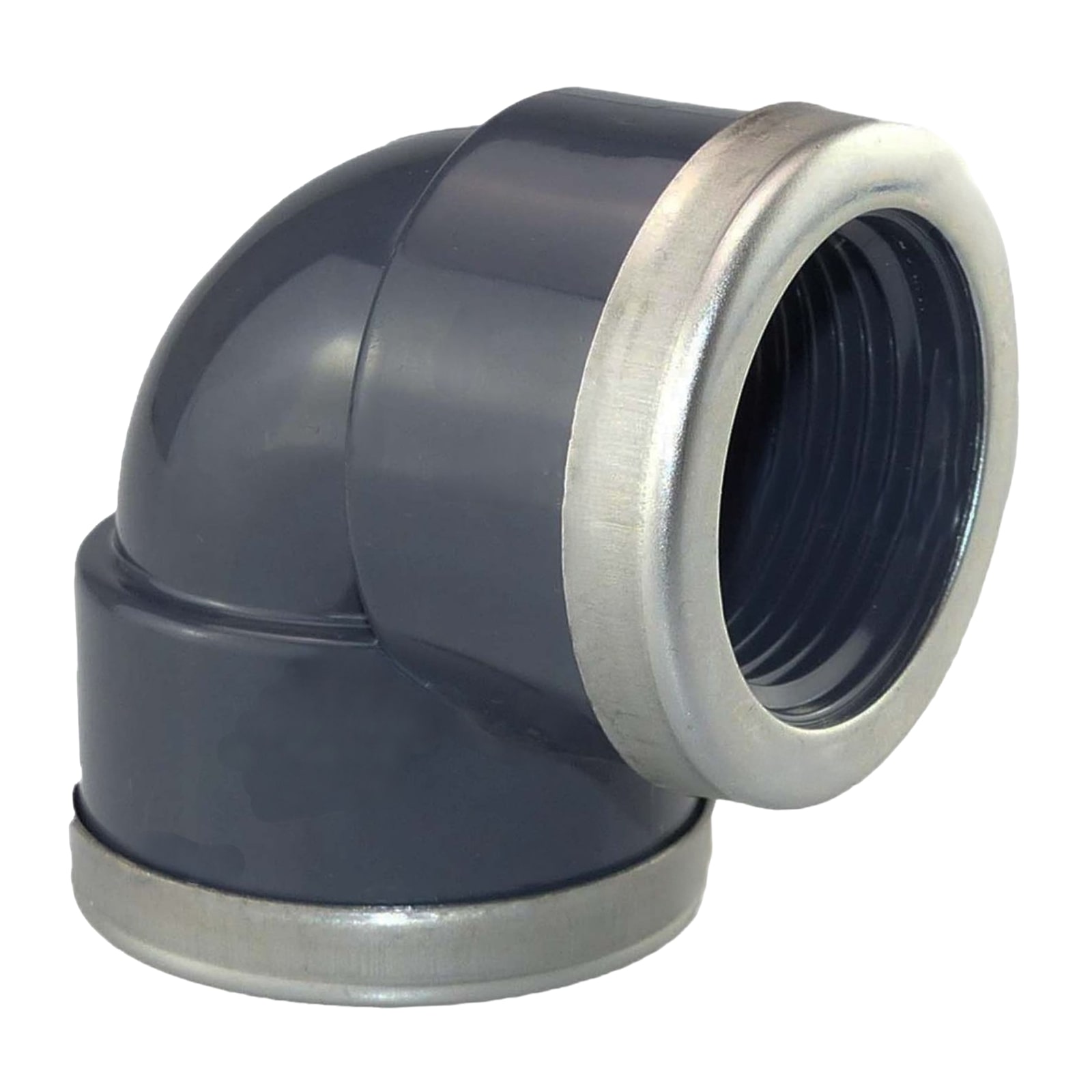 1/2" PVC Fitting Winkel 90° 2-fach Innen Gewinde verstärkt Verbinder - PN 10 bar