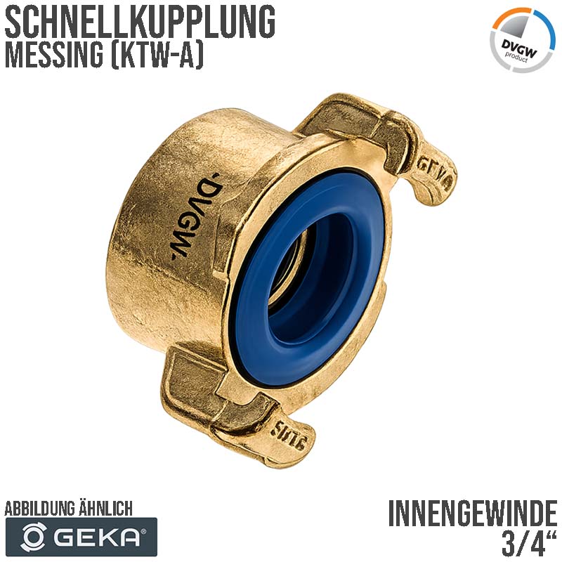 3/4" GEKA plus Schnell Kupplung Gewindestück Innengewinde IG Messing KTW-A DVGW - PN 40 bar