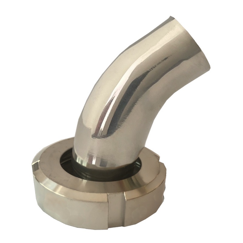 DN 50 Milchrohr Verschraubung DIN 11851 Mutterteil 45° Bogen Kegel Stutzen ÜWM Anschweißende ID x AD 50 x 53 mm - PN 25 bar