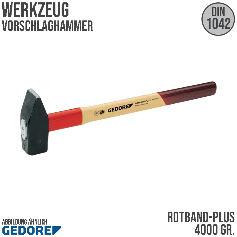 4000 g Sicherheits Vorschlag Hammer "ROTBAND-PLUS" Hickory-Stiel Stahl geschmiedet GEDORE DIN 1042