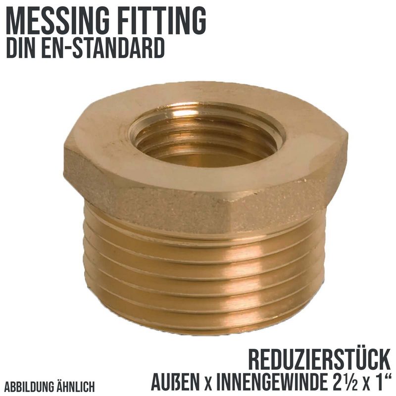 2 1/2" x 1" Reduzier Stück Nr. 241 Außen x Innengewinde AG x IG Messing Fittings PN 20 bar