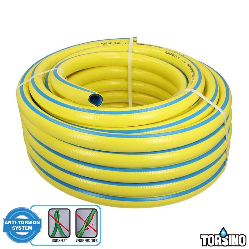 19 mm 3/4" Zoll 5-lagiger Garten Wasser Bewässerung Schlauch gelb Torsiono Plus PN 8 bar - 25m