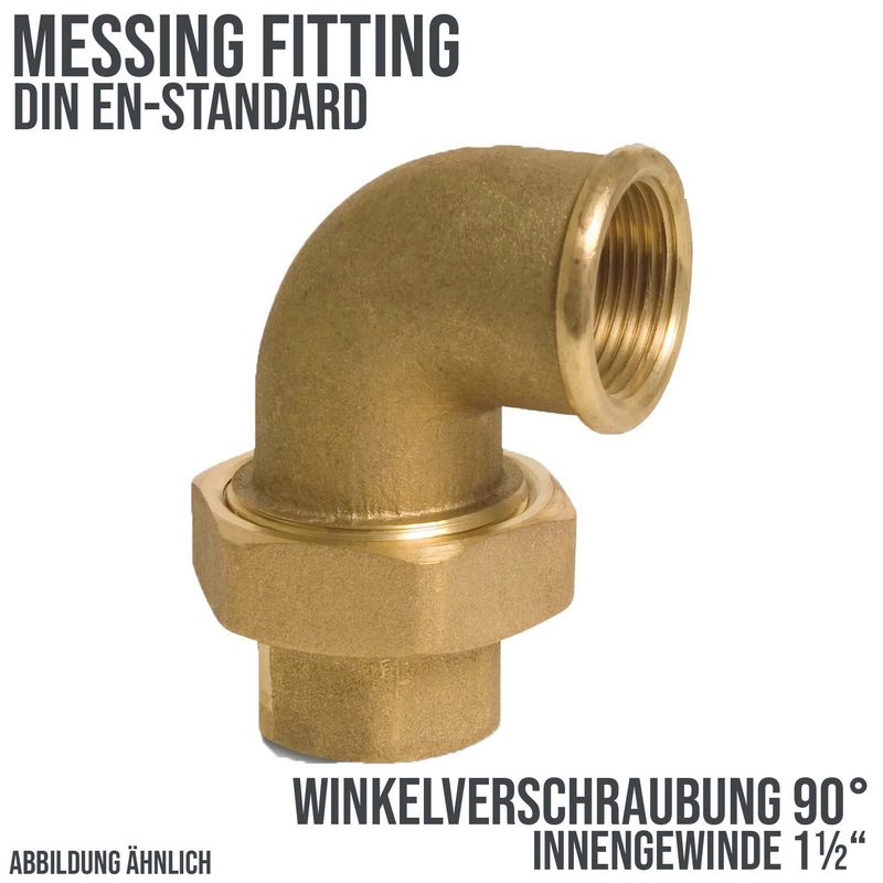 1 1/2" Winkelverschraubung 90° Nr. 96 Innen x Innengewinde IG Messing Fittings PN 40 bar