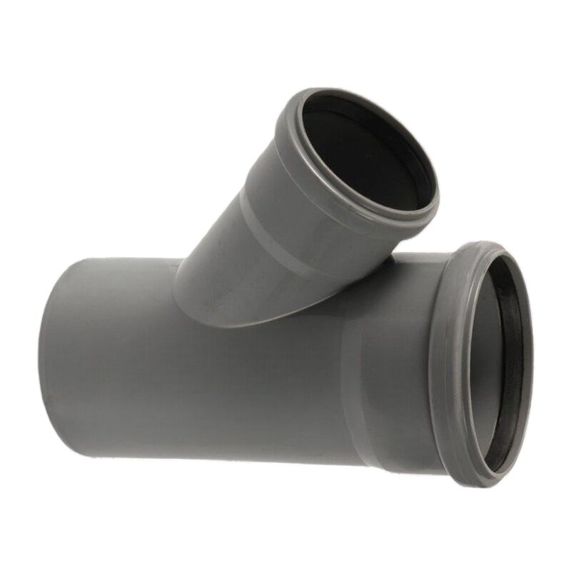 110 x 75 mm PP T-Stück 45° Abzweig Abfluß Abwasser HT KG Rohr Steckmuffe x Stutzen grau
