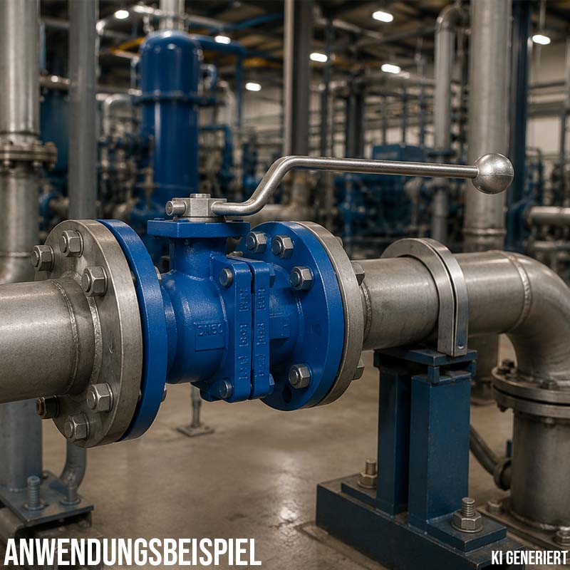 DN 25 Flansch Kugelhahn 2-teilig Gussgehäuse Kugel Messing DVGW Gas - PN 40 bar