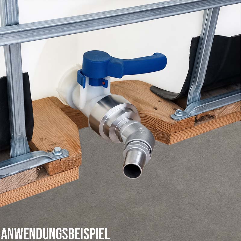 51 mm 2 " S60 x 6 IBC Container (AISI 316) 45° Winkel Anschluss Set Schlauch Tülle Stutzen - PN 16 bar