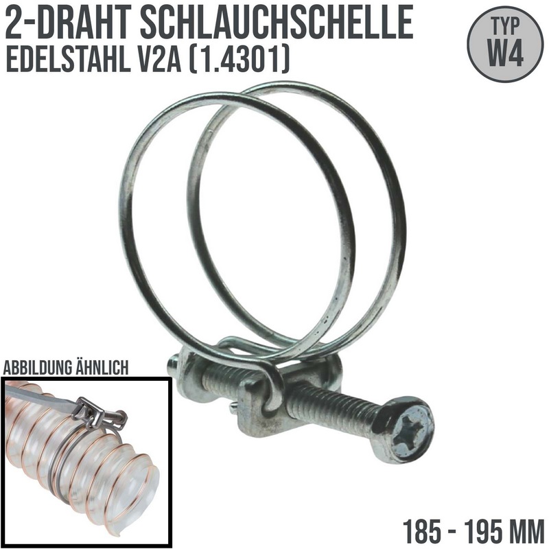 2-Draht-Schlauchschelle (W4) 1.4301 | 185-195mm