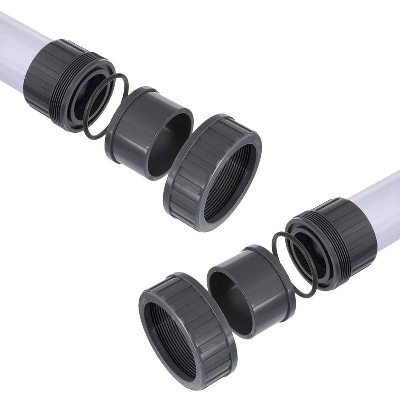 50 mm PVC Sicht Schau Glas rund 2-fach Klebe Muffe PN 16 bar