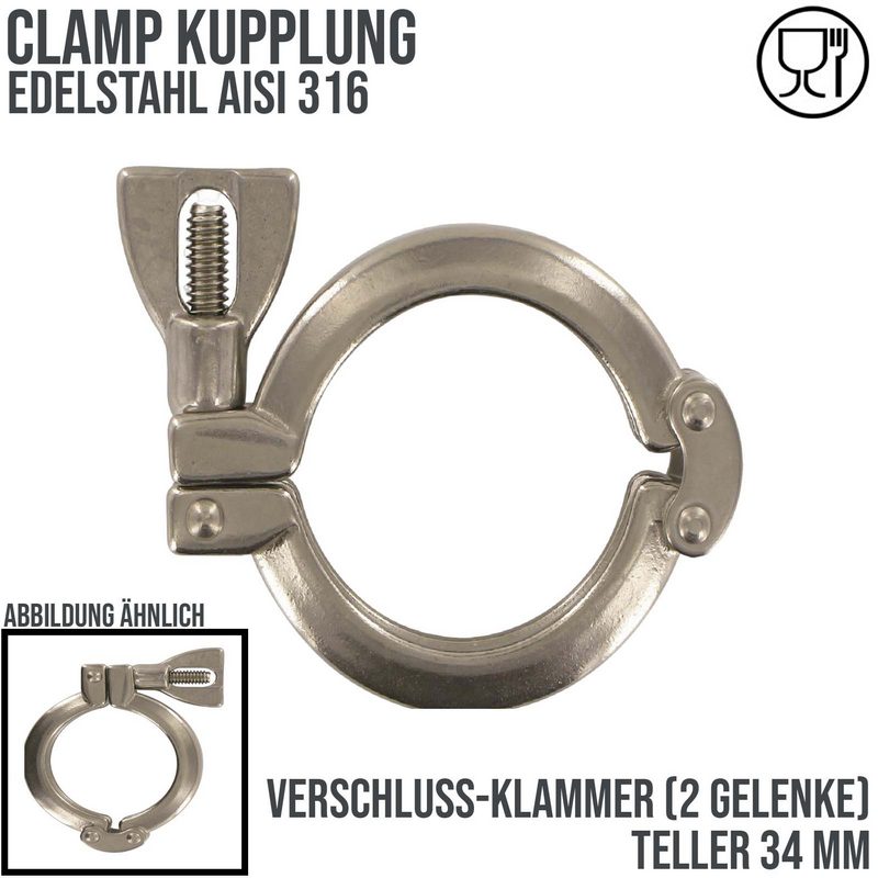 CLAMP Verschluss Klammer (2-Gelenke) Teller 34 mm - PN 25 bar
