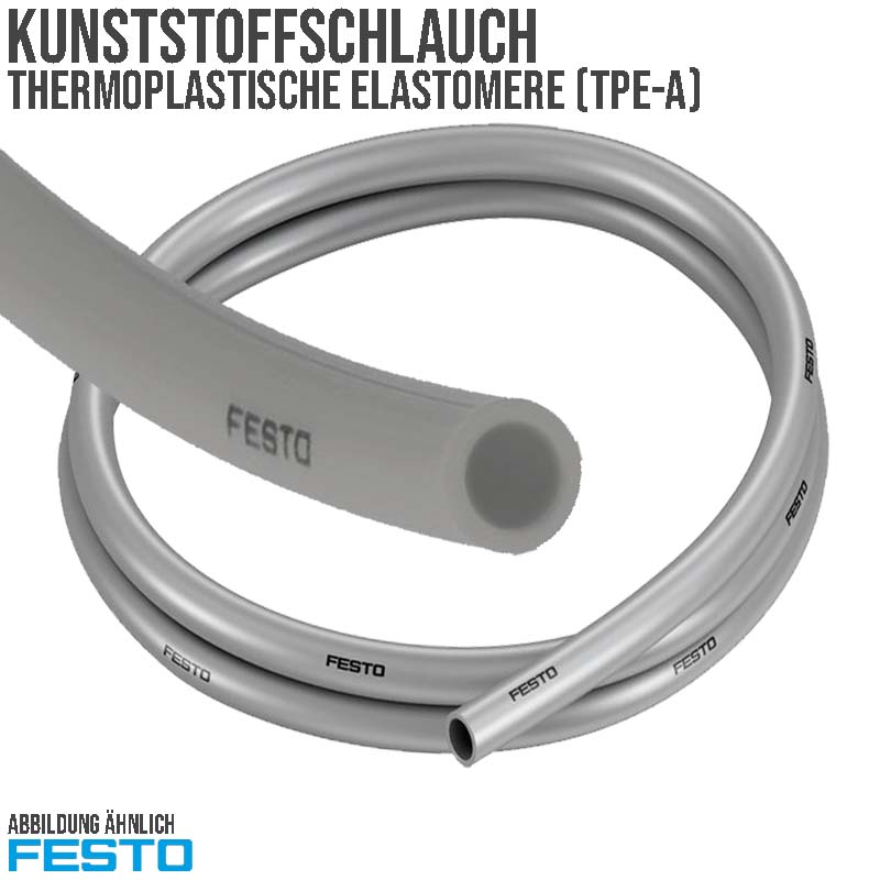 12 x 7,6 mm TPE Kunststoff Pneumatik Druckluft Schlauch PAN-R silber (541678) - PN 19 bar