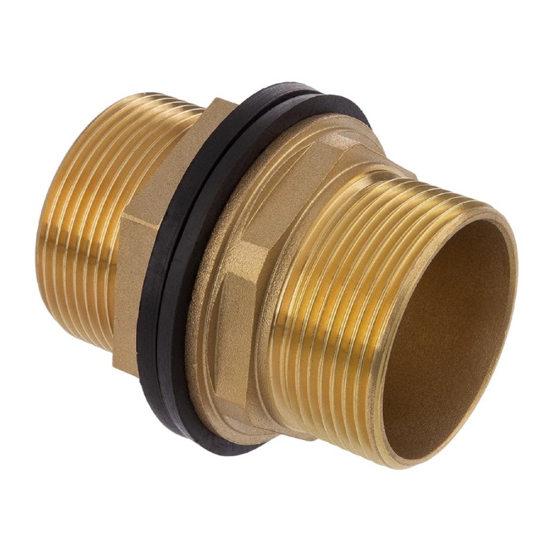 1 1/4" Tank Regen Tonnen Durchführung Connector Messing 2-fach Außengewinde  - PN 16 bar