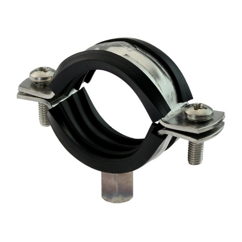 15 - 19 mm Rohr Schraub Schelle Klemme mit Gummieinlage M8 M10 2-teilig Edeltahl AISI 304 DIN 4109