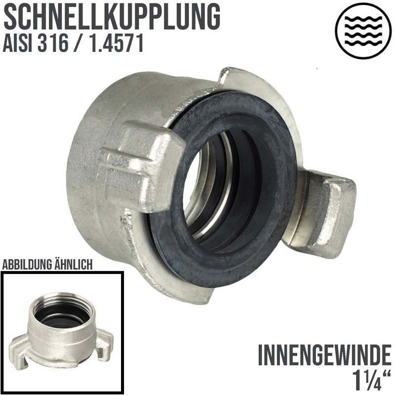 1 1/4" Edelstahl AISI 316 Schlauch Schnell Kupplung Innengewinde IG  (GEKA kompatibel) - PN 12 bar