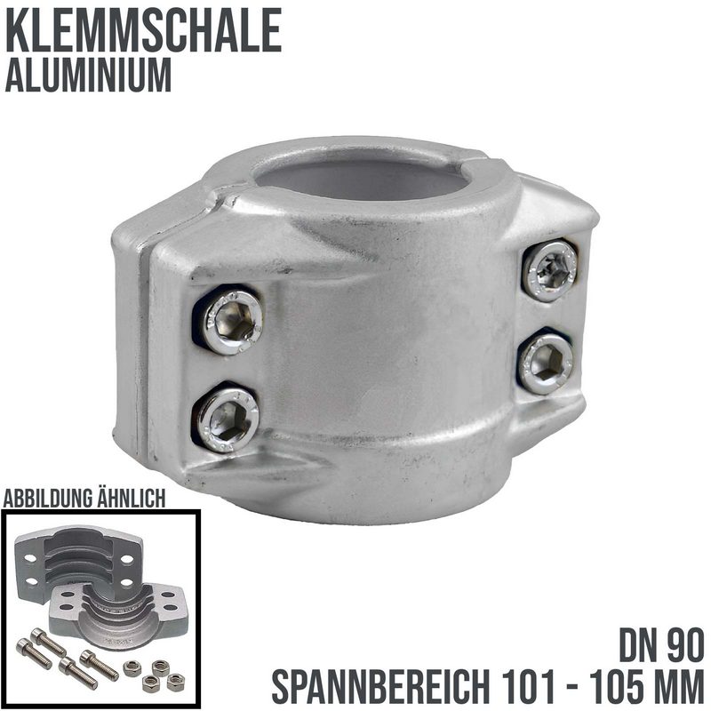 DN 90 Klemmschale Aluminium Spannbereich 101 - 105 mm für Schlauch ID x AD 90 x 103 mm - PN 25 bar