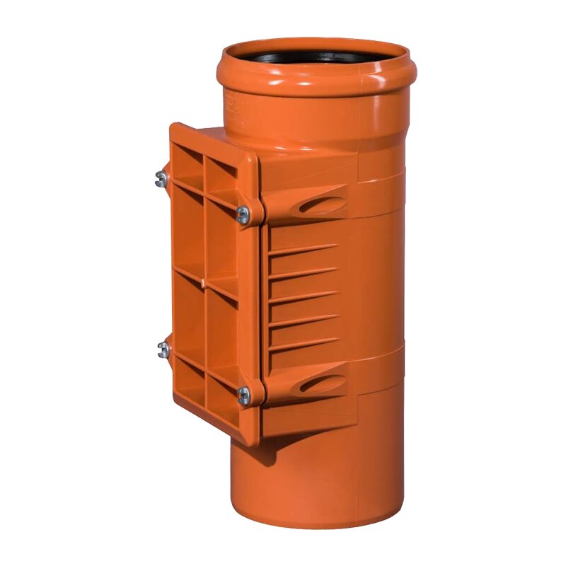 160 mm PVC Reinigungsstück Abfluß Abwasser HT KG Rohr SN4 Steckmuffe x Stutzen rostbraun