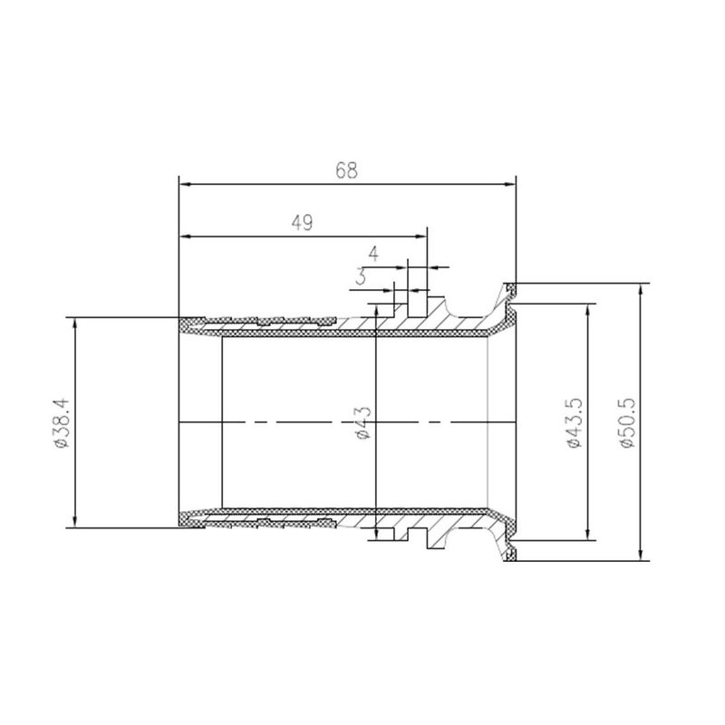 CLAMP Kupplung 50,5 mm Schlauch Rillen Stutzen Tülle PFA beschichtet 38 mm 1 1/2" - PN 16 bar