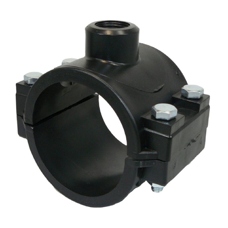 50 mm x 3/4" PP PE Anbohr Abzweig Schelle Klemmschale x Innengewinde DVGW [PN16]