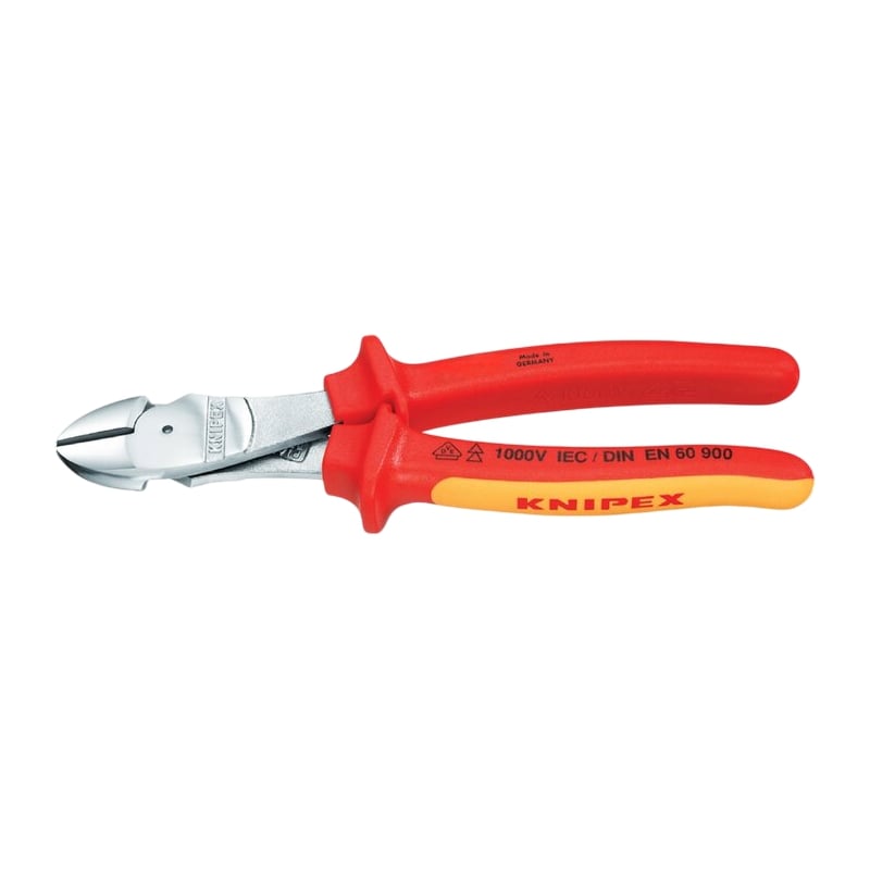 200 mm Kraft Seiten Schneider Zange VDE verchromt 2K Griffe Knipex