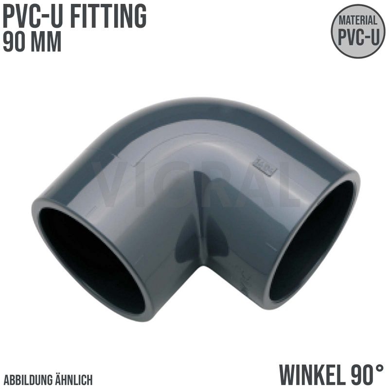 90 mm PVC Klebe Fitting Winkel 90° Muffe Verbinder - PN 16 bar