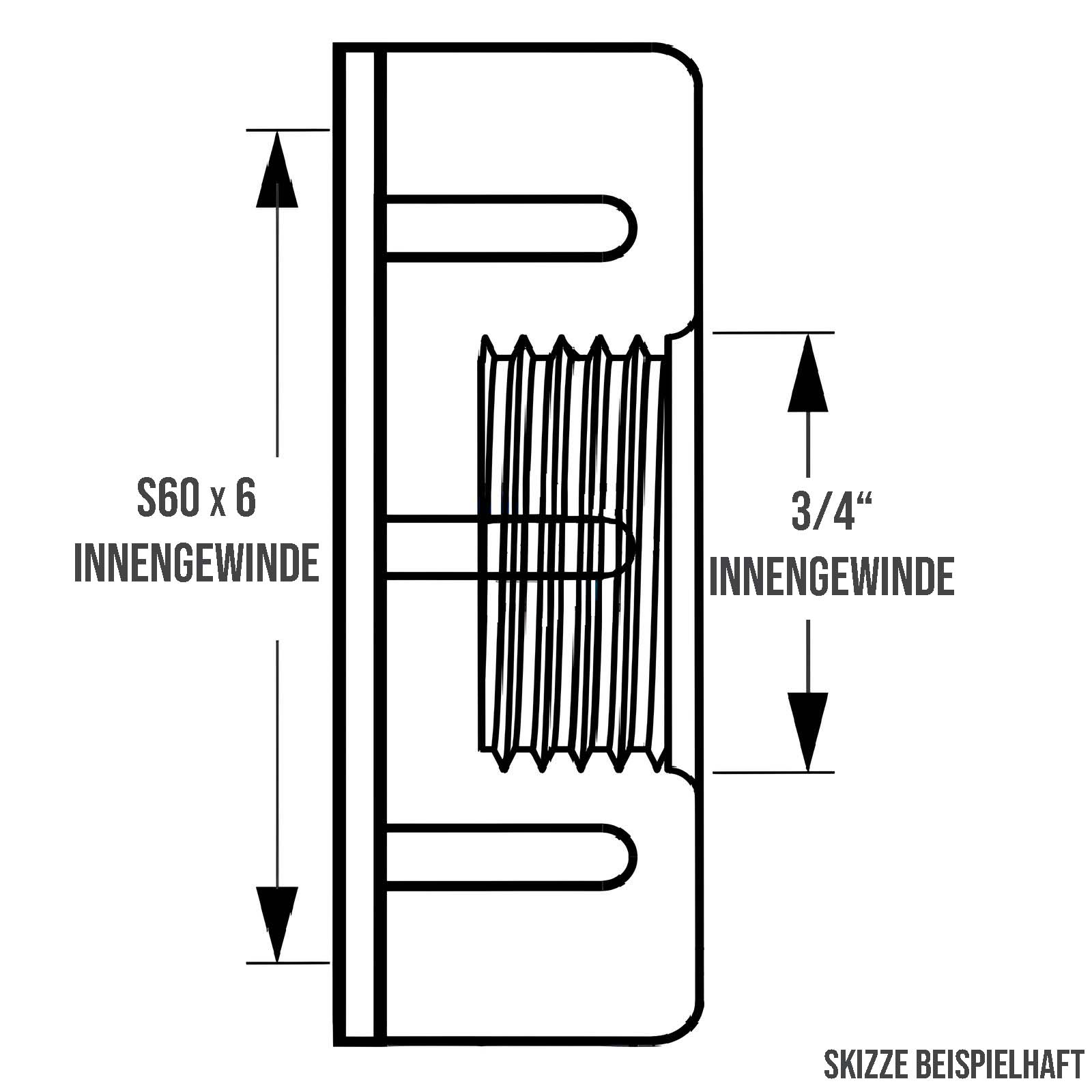 S60 x 6 IBC Adapter mit Innengewinde IG 3/4" Container Fass Tank Zubehör PN10 bar 