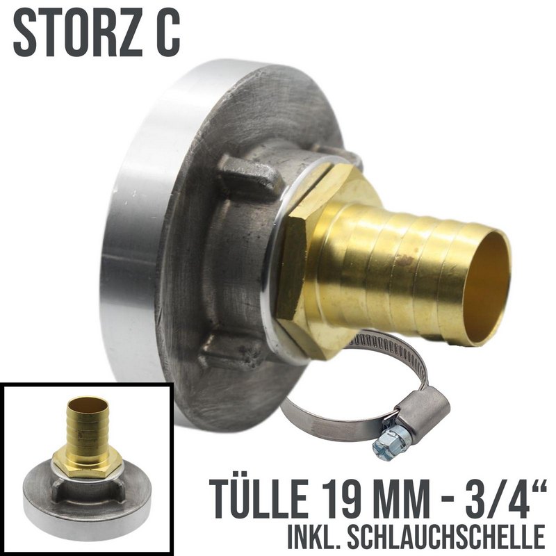 STORZ C DN 52 KA 66 Übergangsstück Adapter -> Tülle Stutzen 19 mm 3/4" Zoll Messing Pumpen Anschluss