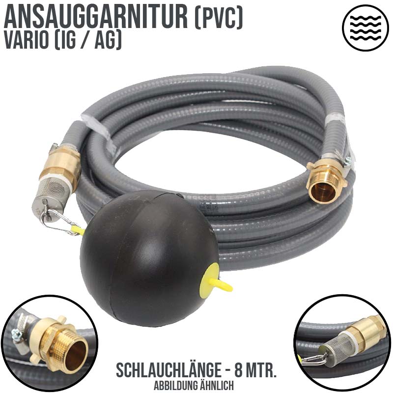 19 mm 3/4" Zoll Ansaug Saug Schlauch Pumpen Garnitur schwimmende Entnahme grau - 8 m