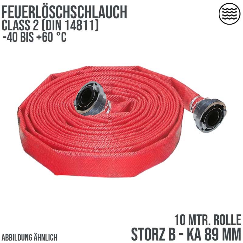 STORZ B KA 89 75 mm 3" Feuerlösch Feuerwehr Pumpen Industrie Schlauch rot CLASS 2 PN 16 bar - 10 m