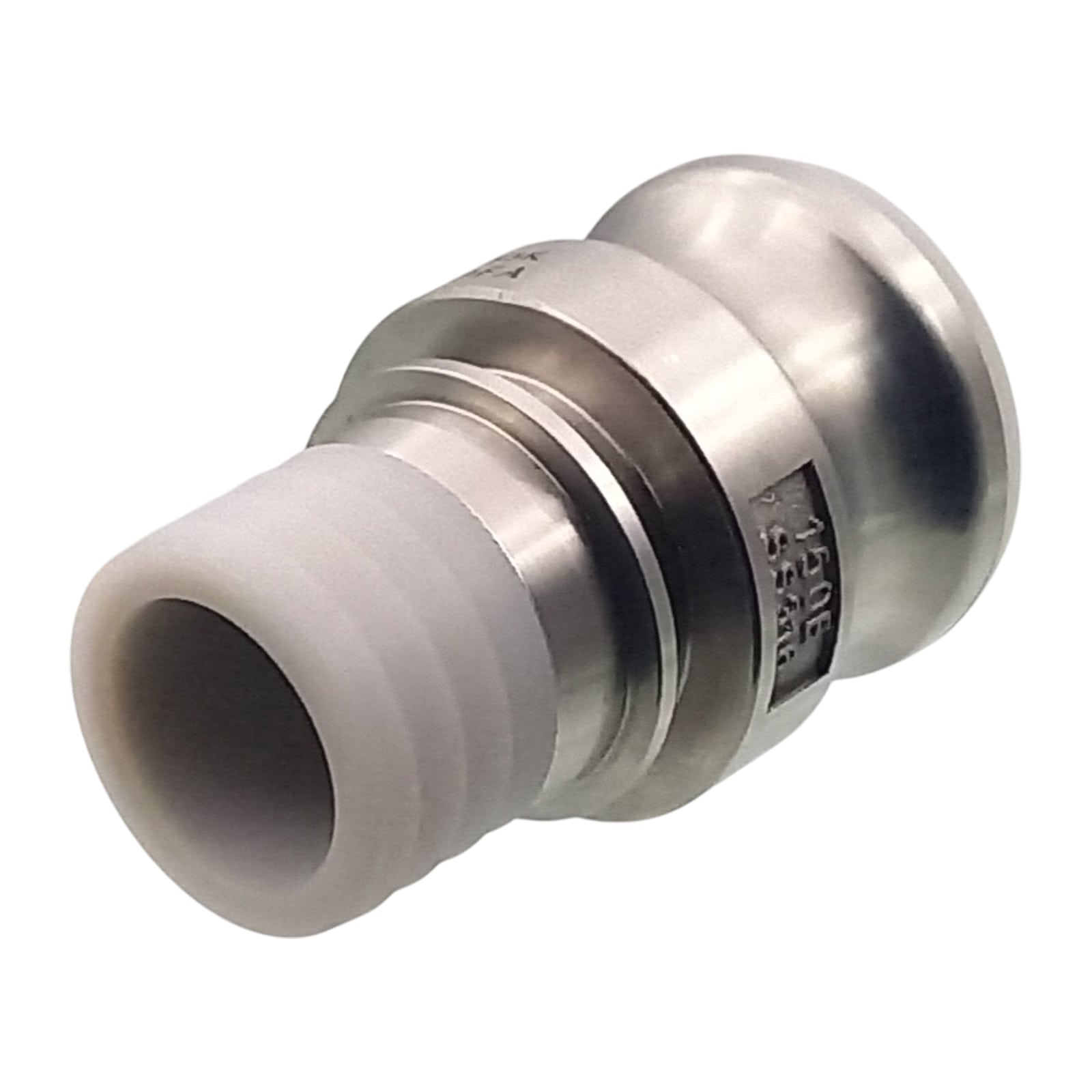 Kamlock Typ E - Vaterteil (91,5 mm) Edelstahl V2A (AISI 316) -> gerillter Stutzen DN 75 mm PFA beschichtet - PN 25 bar