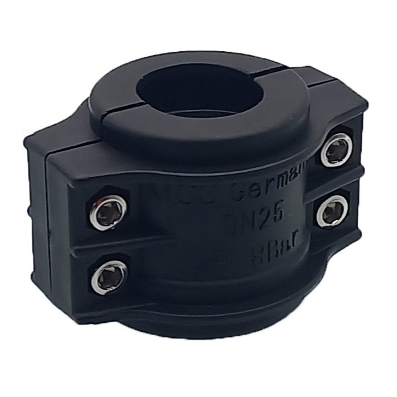 DN 25 Klemmschale Polypropylen PP schwarz Spannbereich 36 - 39 mm für Schlauch ID x AD 25 x 37 mm - PN 8 bar