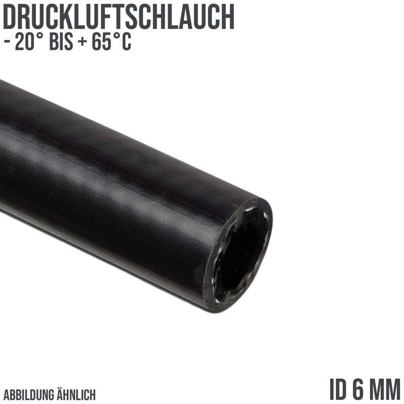 6 x 12 mm Gewebe Druckluft Universal Wasser Luft Kompressor Schlauch schwarz PN 25 bar