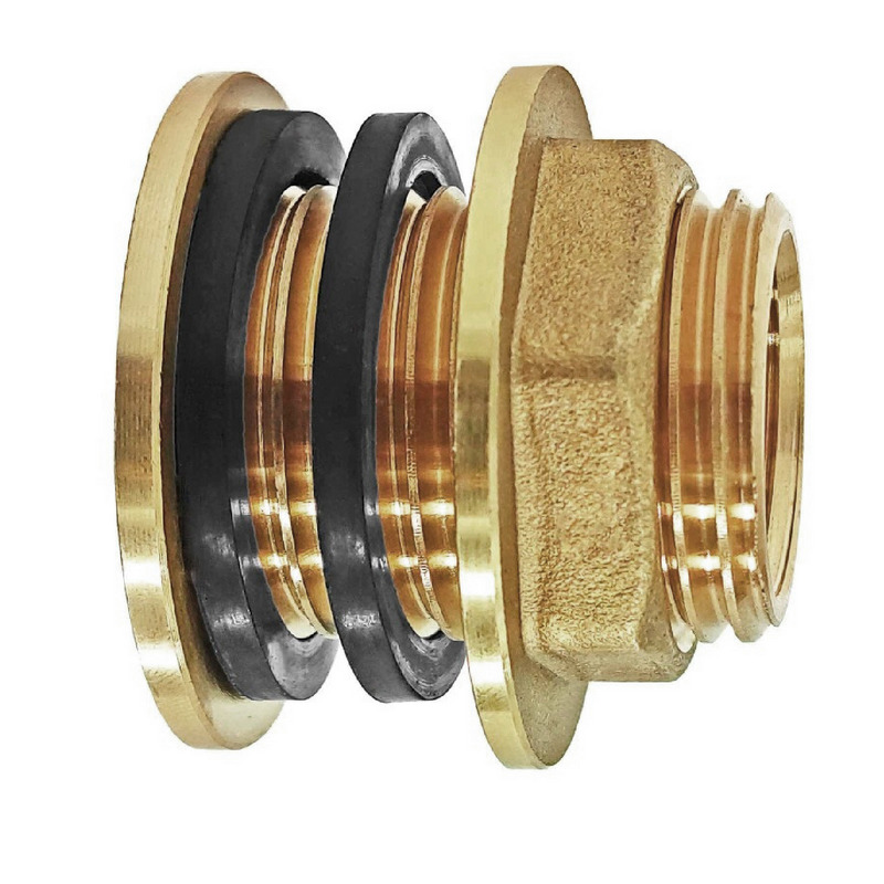 1" x 3/4" Tank Regen Tonnen Durchführung Messing Außen x Innengewinde  - PN 10 bar