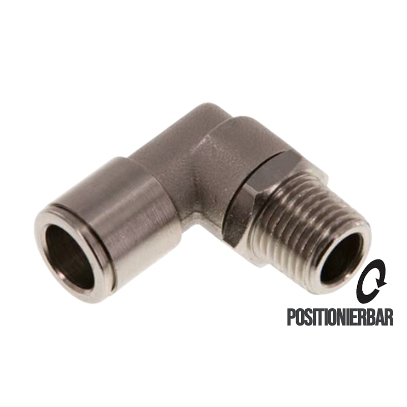 4 mm x 1/8" Pneumatik Steck Verbinder Winkel 90° kurz IQS MSV Messing Außengewinde konisch - PN 16 bar